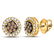 10kt Yellow Gold Womens Brown Diamond Flower Cluster