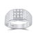 10kt White Gold Mens Round Diamond Square Cluster Brick