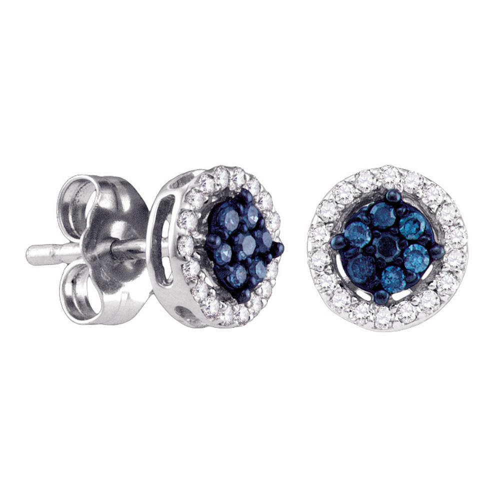 14kt White Gold Womens Round Blue Color Enhanced: 14kt White Gold Womens Round Blue Color Enhanced Diamond Cluster Stud Screwback Earrings 1/4 Cttw Manufacturer's Suggested Retail Price: $880.00 Manufacturer Model: GND-66801 Descrip