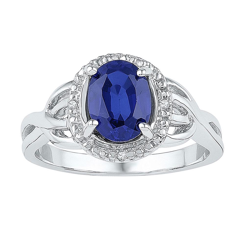 Sterling Silver Womens Oval Lab-Created Blue Sapphire: Sterling Silver Womens Oval Lab-Created Blue Sapphire Solitaire Diamond-accent Ring 1-5/8 Cttw Manufacturer's Suggested Retail Price: $180.00 Manufacturer Model: GND-103815 Descripti