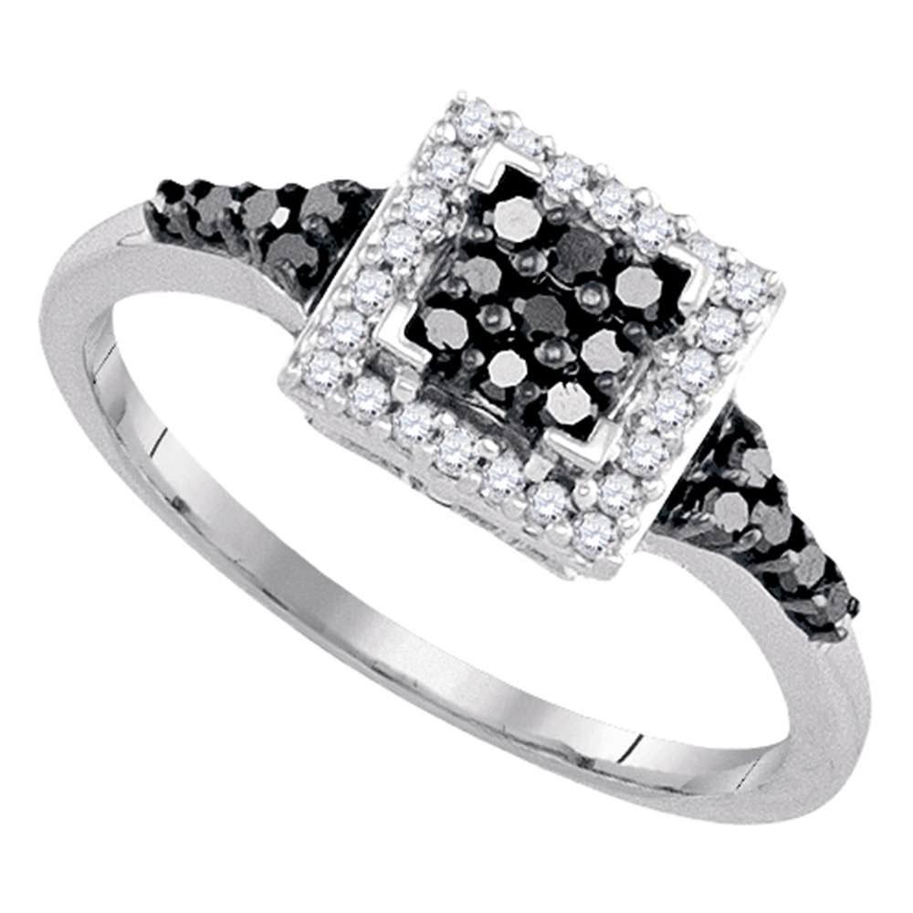 Sterling Silver Black Color Enhanced Round Diamond: Sterling Silver Black Color Enhanced Round Diamond Womens Square Halo Cluster Ring 1/3 Cttw Manufacturer's Suggested Retail Price: $410.00 Manufacturer Model: GND-90396 Description</