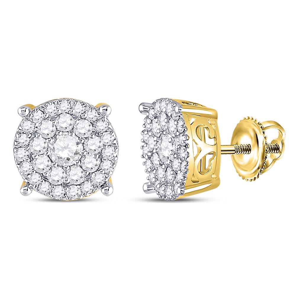 10kt Yellow Gold Womens Round Diamond Fashion Cluster: 10kt Yellow Gold Womens Round Diamond Fashion Cluster Earrings 1.00 Cttw Manufacturer's Suggested Retail Price: $3120.00 Manufacturer Model: GND-150123 Description