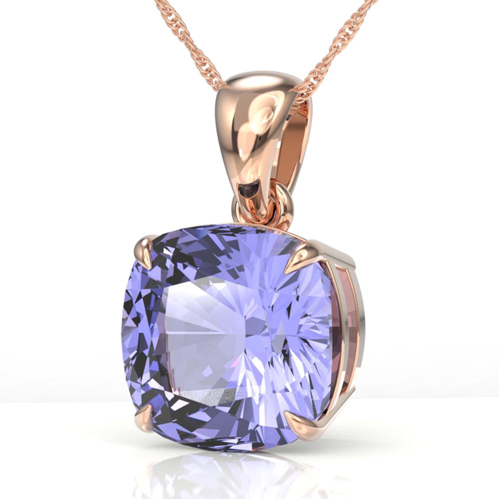 6 Cushion Cut Tanzanite Designer Necklace 14k Rose Gold: SKU: 22002 ---- 6 Cushion Cut Tanzanite Designer Necklace 14k Rose Gold Designer Brand Luxury Jewelry, made in the USA Suggested Retail Price: $16,100 Factory offers perfect factory sizing, for all ri