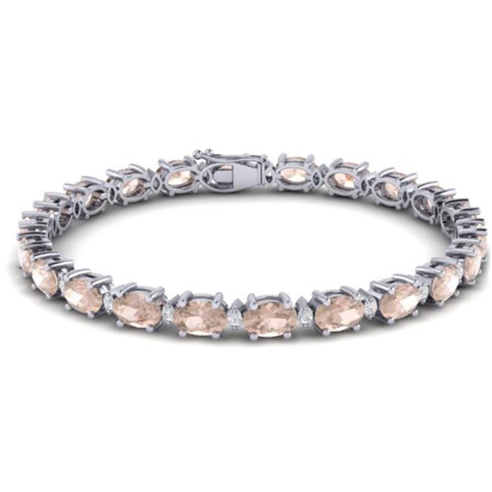 21.2 ctw Morganite & VS/SI Diamond Eternity Bracelet: SKU: 29455 ---- 21.2 ctw Morganite & VS/SI Diamond Eternity Bracelet 10k White Gold Designer Brand Luxury Jewelry, made in the USA Suggested Retail Price: $20,750 Factory offers perfect factory sizing