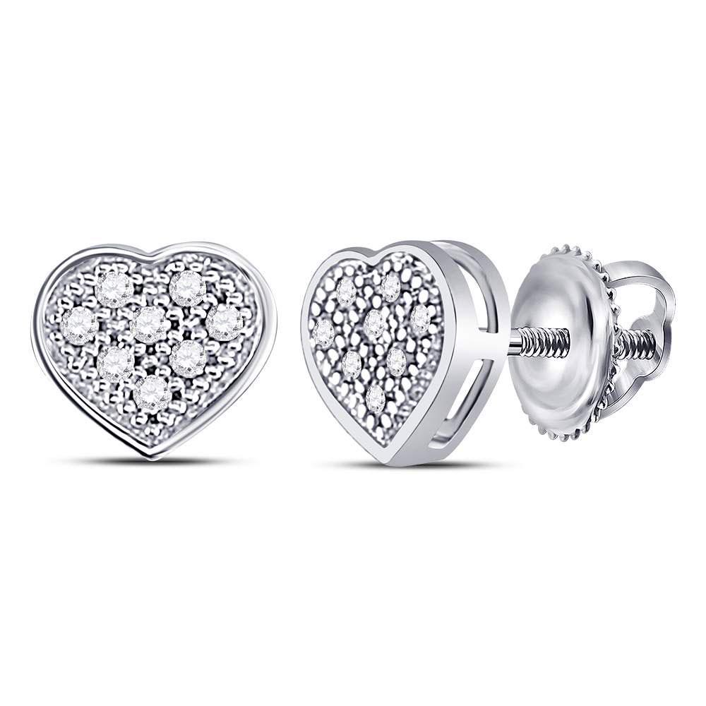 10kt White Gold Womens Round Diamond Heart Cluster: 10kt White Gold Womens Round Diamond Heart Cluster Screwback Earrings 1/20 Cttw Manufacturer's Suggested Retail Price: $290.00 Manufacturer Model: GND-50201 Description