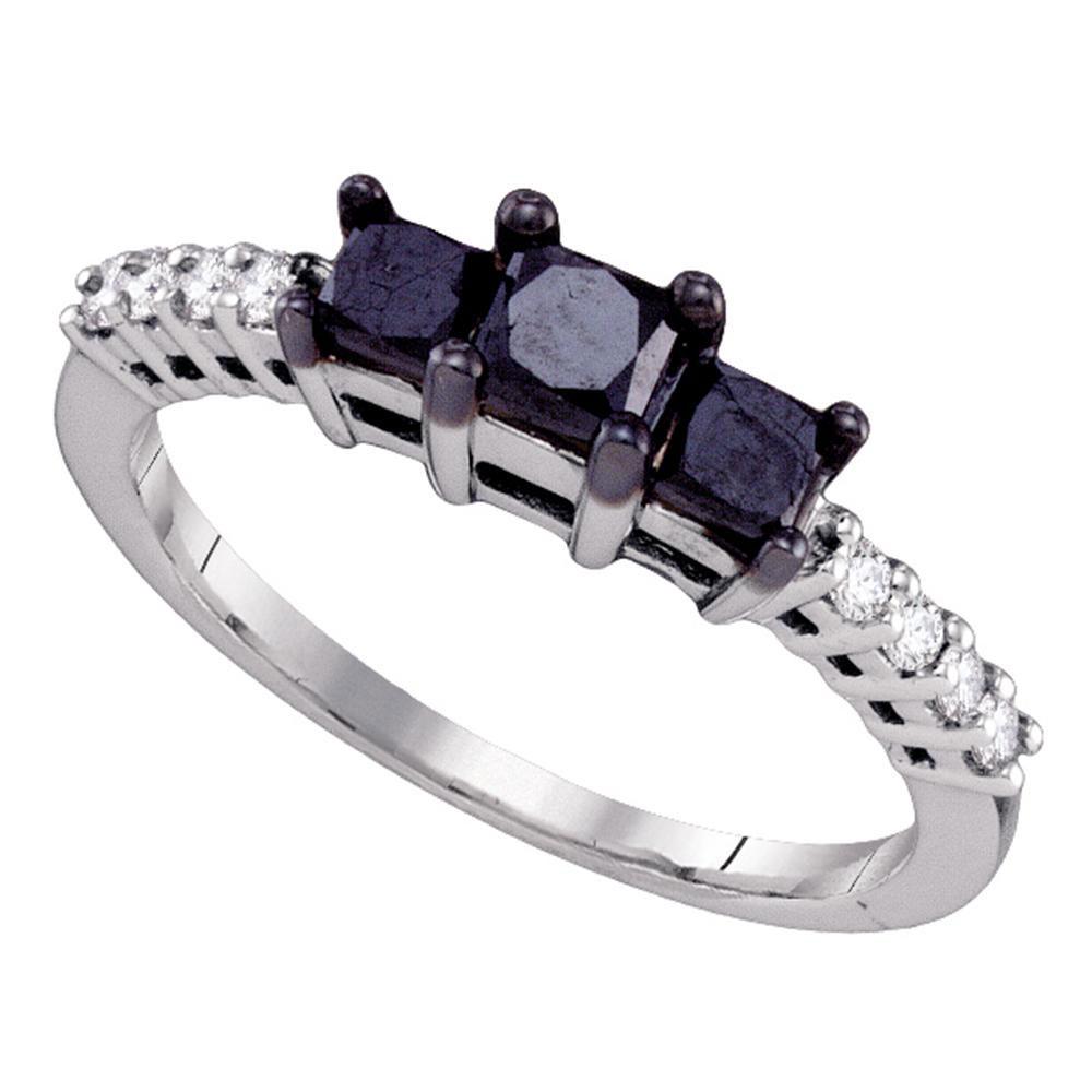 10kt White Gold Womens Round Black Color Enhanced: 10kt White Gold Womens Round Black Color Enhanced Diamond 3-stone Bridal Engagement Ring 1.00 Cttw Manufacturer's Suggested Retail Price: $1060.00 Manufacturer Model: GND-64324 Descr
