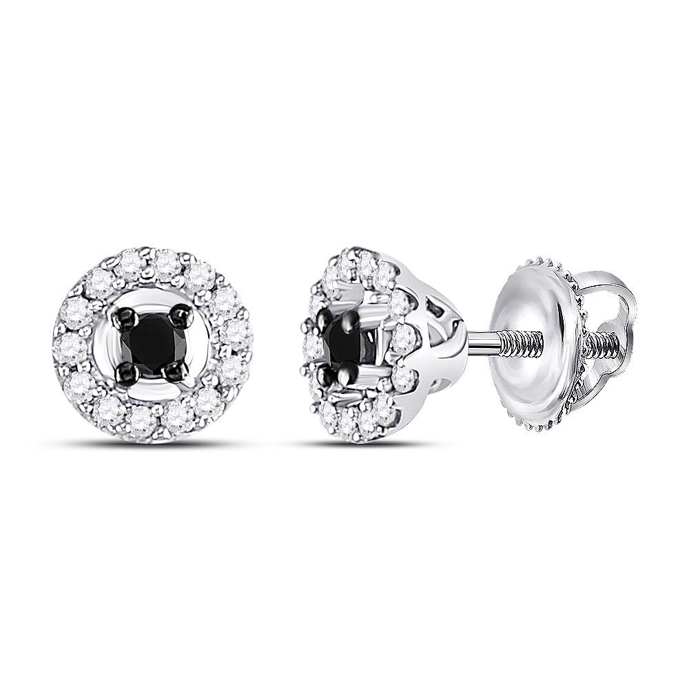 10kt White Gold Womens Round Black Color Enhanced: 10kt White Gold Womens Round Black Color Enhanced Diamond Cluster Earrings 1/5 Cttw Manufacturer's Suggested Retail Price: $590.00 Manufacturer Model: GND-83404 Description
