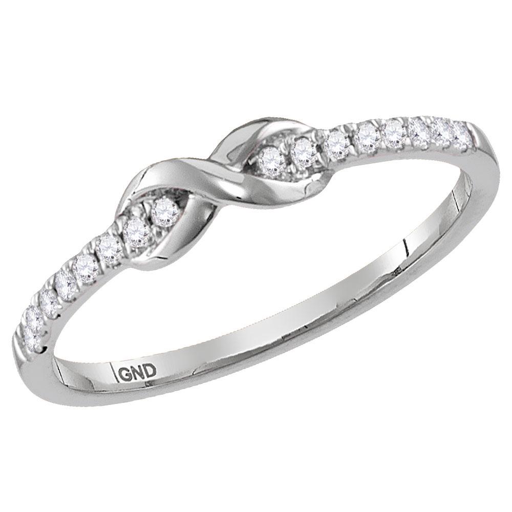 14kt White Gold Womens Round Diamond Infinity Knot: 14kt White Gold Womens Round Diamond Infinity Knot Stackable Band Ring 1/10 Cttw Manufacturer's Suggested Retail Price: $760.00 Manufacturer Model: GND-118700 Description