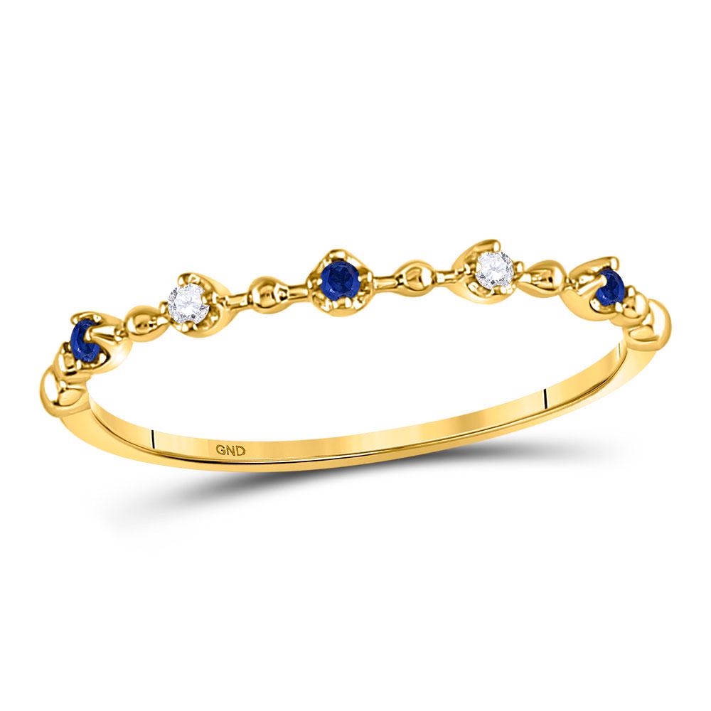 10kt Yellow Gold Womens Round Blue Sapphire Diamond: 10kt Yellow Gold Womens Round Blue Sapphire Diamond Beaded Stackable Band Ring 1/20 Cttw Manufacturer's Suggested Retail Price: $530.00 Manufacturer Model: GND-127780 Description