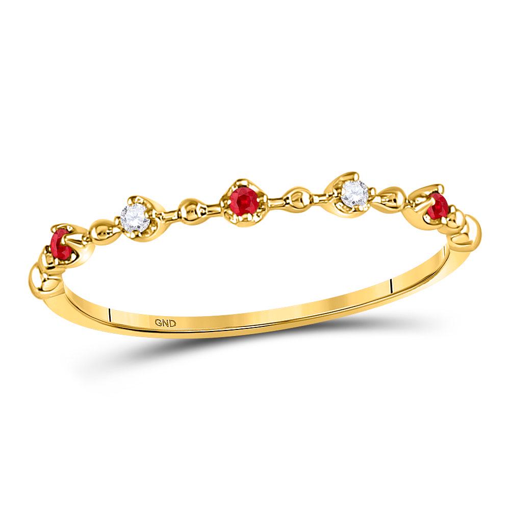 10kt Yellow Gold Womens Round Ruby Diamond Beaded: 10kt Yellow Gold Womens Round Ruby Diamond Beaded Stackable Band Ring 1/20 Cttw Manufacturer's Suggested Retail Price: $440.00 Manufacturer Model: GND-127777 Description