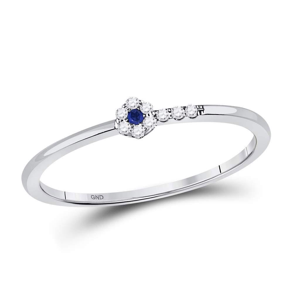 10kt White Gold Womens Round Blue Sapphire Diamond: 10kt White Gold Womens Round Blue Sapphire Diamond Stackable Band Ring 1/12 Cttw Manufacturer's Suggested Retail Price: $ 470.00