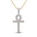 10kt Yellow Gold Mens Round Diamond Ankh Cross Charm