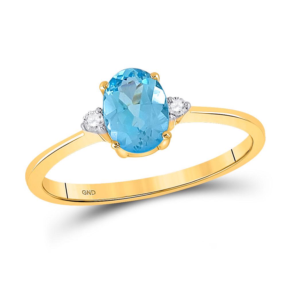 10kt Yellow Gold Womens Oval Lab-Created Blue Topaz: 10kt Yellow Gold Womens Oval Lab-Created Blue Topaz Solitaire Diamond Ring 1 Cttw Manufacturer's Suggested Retail Price: $ 470.00