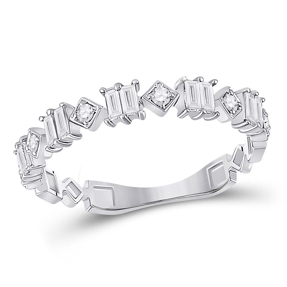 14kt White Gold Womens Baguette Diamond Modern Band: 14kt White Gold Womens Baguette Diamond Modern Band Ring 1/3 Cttw Manufacturer's Suggested Retail Price: $ 1470.00