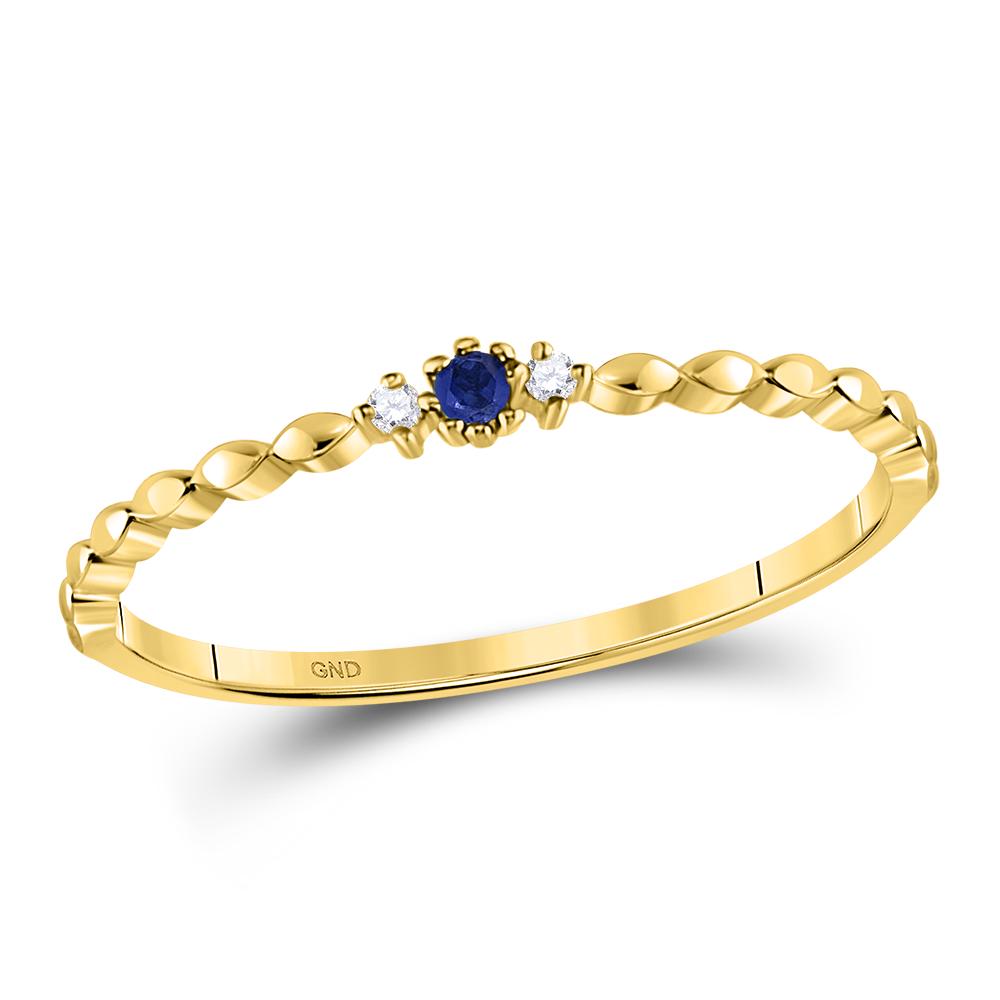 10kt Yellow Gold Womens Round Blue Sapphire Diamond: 10kt Yellow Gold Womens Round Blue Sapphire Diamond Stackable Band Ring .03 Cttw Manufacturer's Suggested Retail Price: $ 350.00
