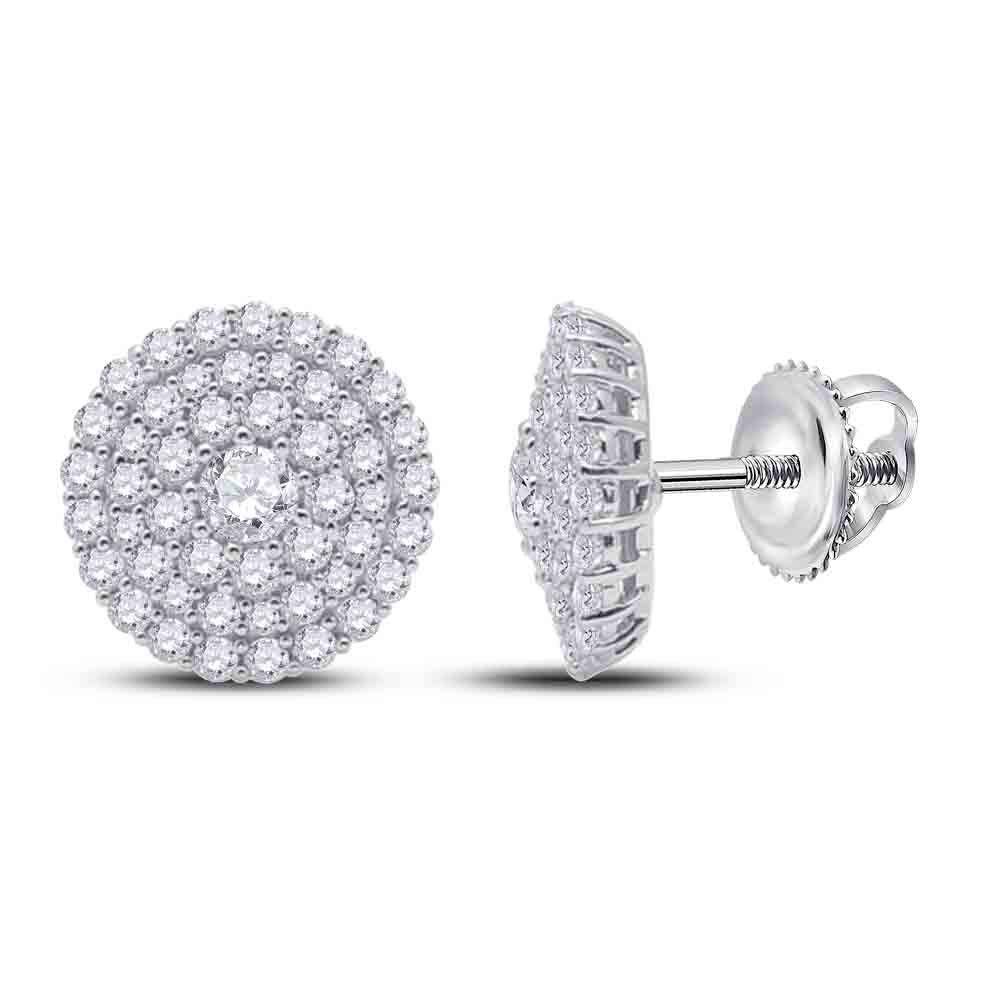 14kt White Gold Womens Round Diamond Cluster Earrings 1: 14kt White Gold Womens Round Diamond Cluster Earrings 1 Cttw Manufacturer's Suggested Retail Price: $ 3380.00