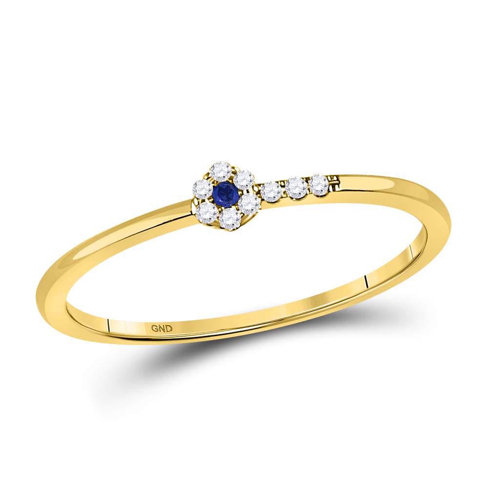 10kt Yellow Gold Womens Round Blue Sapphire Diamond: 10kt Yellow Gold Womens Round Blue Sapphire Diamond Stackable Band Ring 1/12 Cttw Manufacturer's Suggested Retail Price: $ 470.00