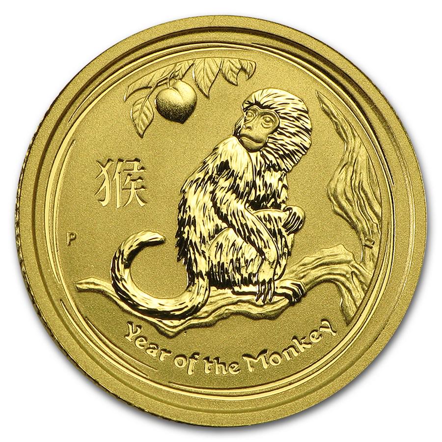 2016 Australia 1/10 oz Gold Lunar Monkey BU: 2016 Australia 1/10 oz Gold Lunar Monkey BU Your winning item will match the quality of the product shown. Dates will be according to listing, may or may not vary.