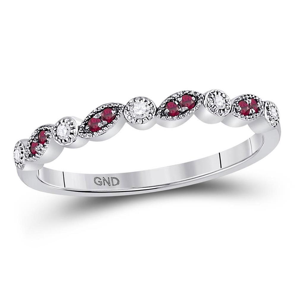 10kt White Gold Womens Round Ruby Diamond Stackable: 10kt White Gold Womens Round Ruby Diamond Stackable Band Ring 1/8 Cttw Manufacturer's Suggested Retail Price: $ 530.00