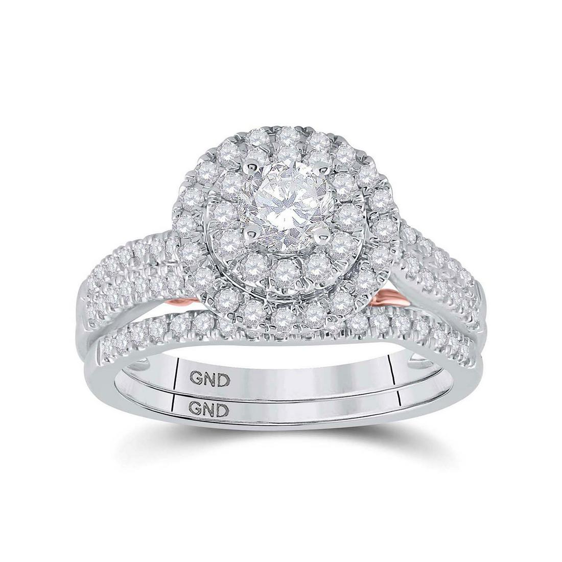 14kt Two-tone Gold Round Diamond Bridal Wedding Ring: 14kt Two-tone Gold Round Diamond Bridal Wedding Ring Band Set 1 Cttw Manufacturer's Suggested Retail Price: $ 7350.00