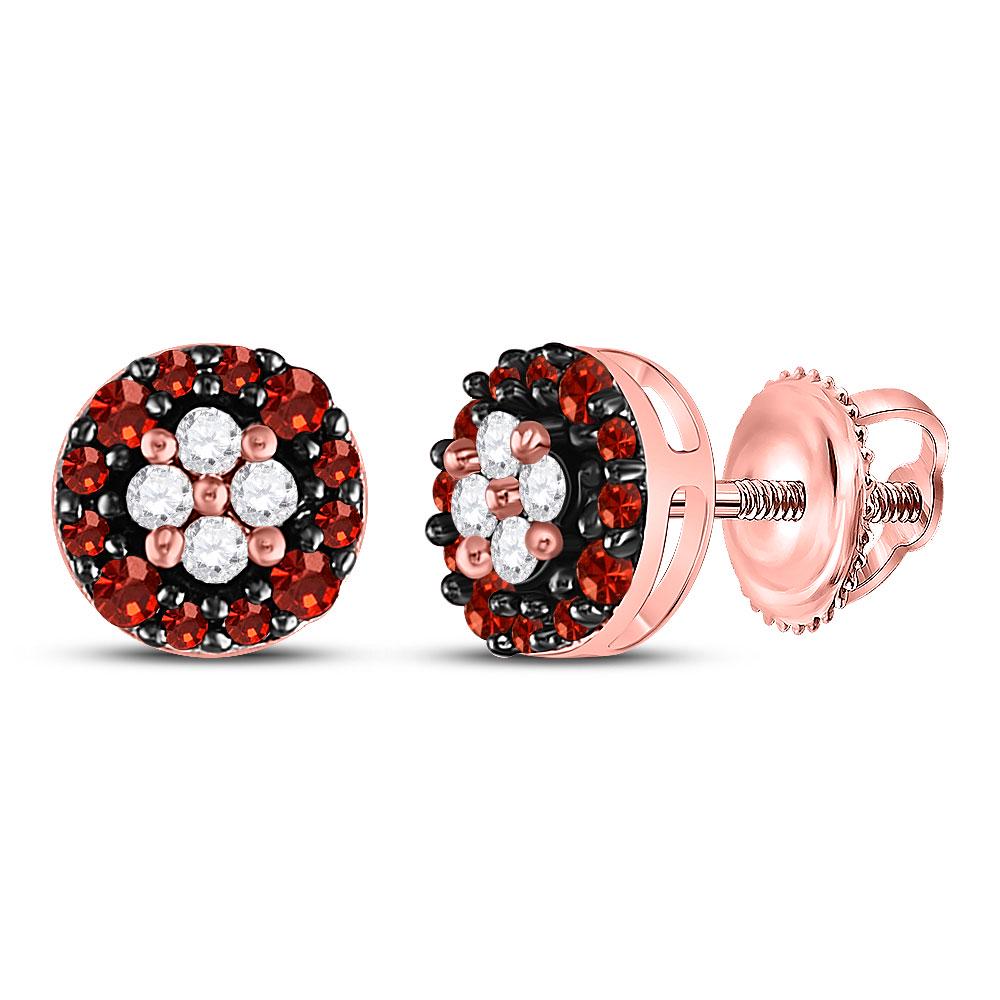 10kt Rose Gold Womens Round Red Color Enhanced Diamond: 10kt Rose Gold Womens Round Red Color Enhanced Diamond Cluster Earrings 1/3 Cttw Manufacturer's Suggested Retail Price: $ 760.00