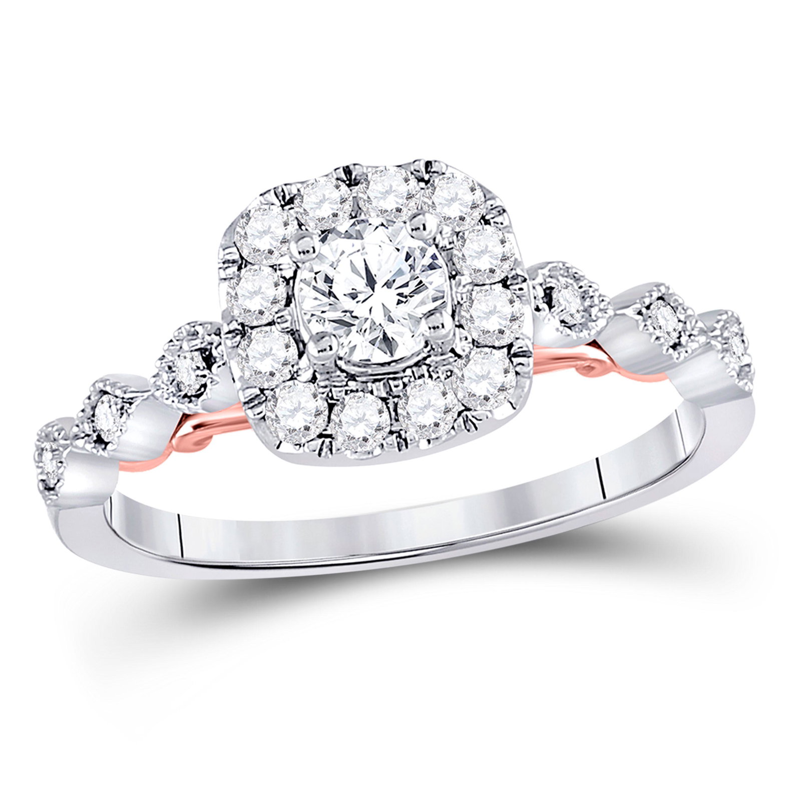 14kt Two-tone Gold Round Diamond Solitaire Bridal: 14kt Two-tone Gold Round Diamond Solitaire Bridal Wedding Engagement Ring 3/4 Cttw Manufacturer's Ref. No.: 118426 Manufacturer's Suggested Retail Price: $ 4270.00