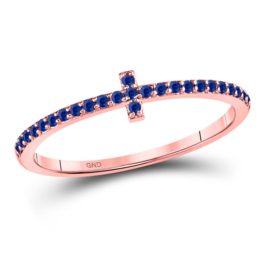 10kt Rose Gold Womens Round Blue Sapphire Cross: 10kt Rose Gold Womens Round Blue Sapphire Cross Stackable Band Ring 1/6 Cttw Manufacturer's Ref. No.: 127723 Manufacturer's Suggested Retail Price: $ 530.00