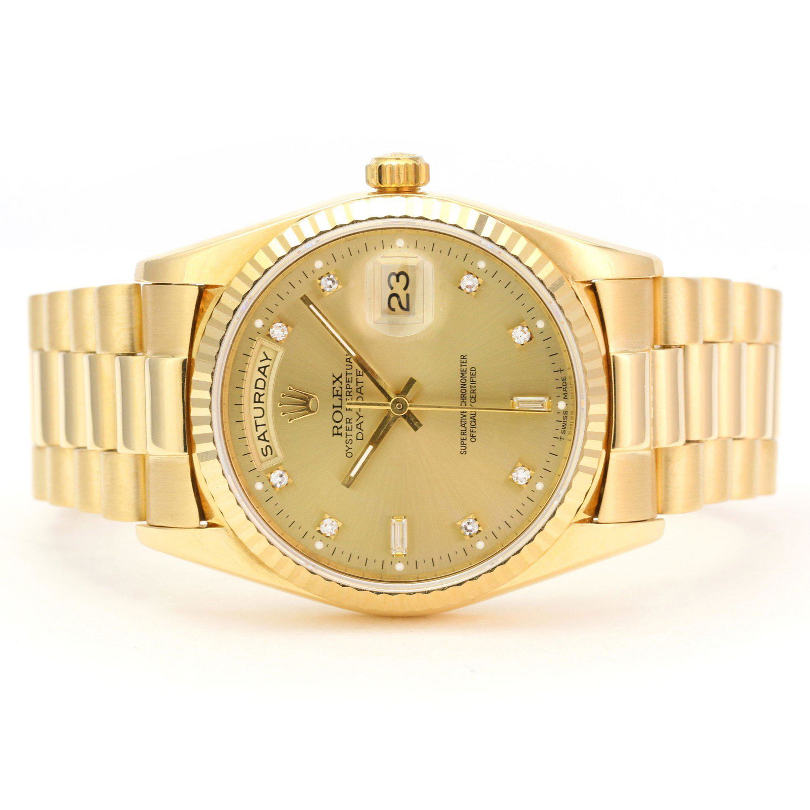 Pre-Owned Rolex Day-Date 18238: Excellent Pre-Owned Rolex Day-Date 18238 Condition: Excellent Pre-owned Authentic Packaging: Comes with generic watch box Paperwork: Comes with In-house Certificate Subject to Availability due to mult
