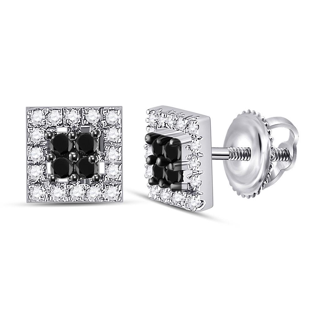 10kt White Gold Womens Round Black Color Enhanced: 10kt White Gold Womens Round Black Color Enhanced Diamond Square Earrings 1/3 Cttw Manufacturer's Ref. No.: 57370 Manufacturer's Suggested Retail Price: $ 650.00