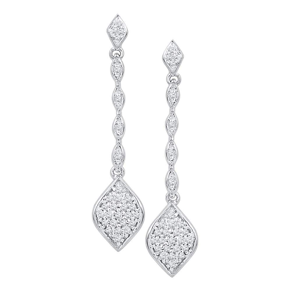 10kt White Gold Womens Round Diamond Cluster Drop: 10kt White Gold Womens Round Diamond Cluster Drop Dangle Earrings 1/4 Cttw Manufacturer's Ref. No.: 108742 Manufacturer's Suggested Retail Price: $ 1180.00