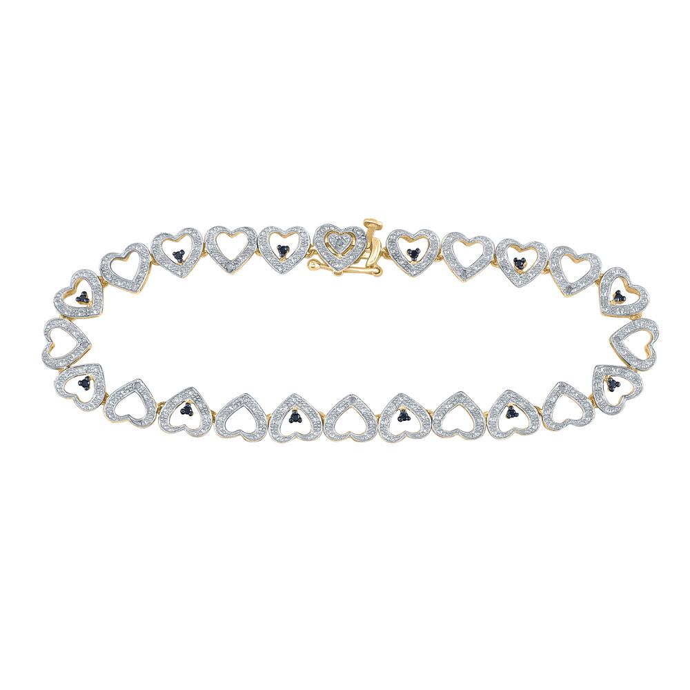 Yellow-tone Sterling Silver Black Color Enhanced: Yellow-tone Sterling Silver Black Color Enhanced Diamond Heart Link Bracelet 1/5 Cttw Manufacturer's Ref. No.: 55733 Manufacturer's Suggested Retail Price: $ 470.00