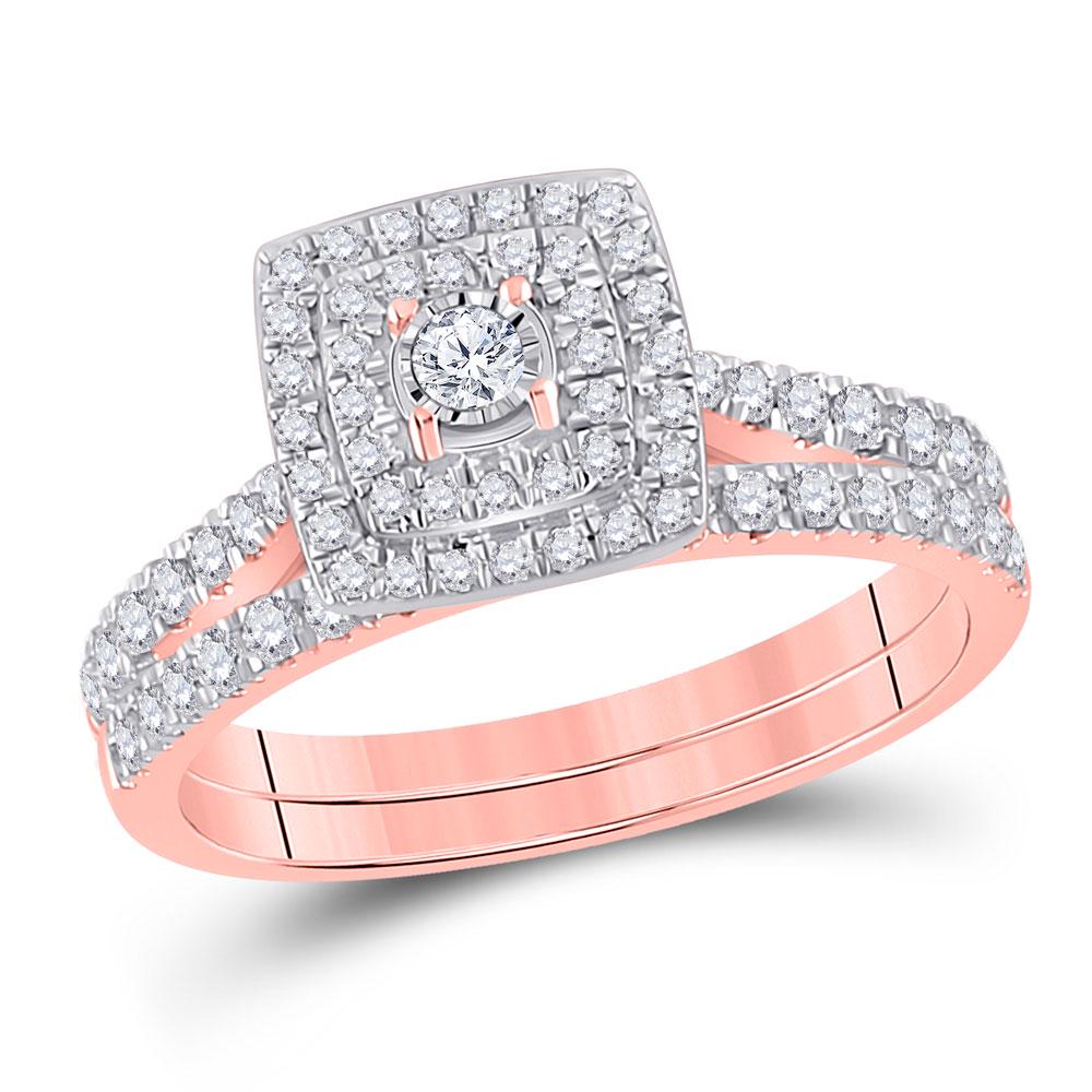 10kt Rose Gold Round Diamond Halo Bridal Wedding Ring: 10kt Rose Gold Round Diamond Halo Bridal Wedding Ring Band Set 1/2 Cttw Manufacturer's Ref. No.: 155176 Manufacturer's Suggested Retail Price: $ 2060.00