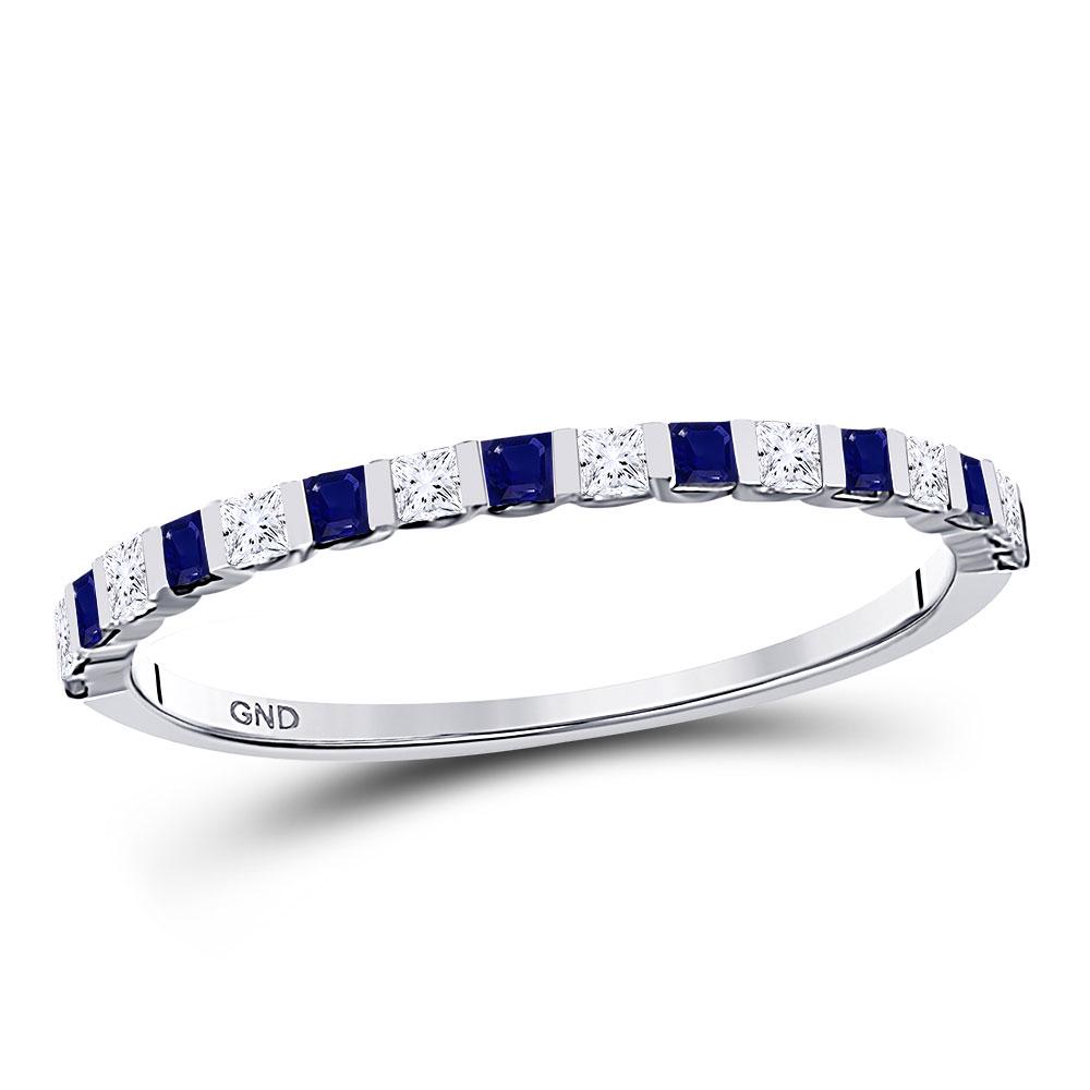 10kt White Gold Womens Princess Blue Sapphire Diamond: 10kt White Gold Womens Princess Blue Sapphire Diamond Stackable Band Ring 3/8 Cttw Manufacturer's Ref. No.: 127909 Manufacturer's Suggested Retail Price: $ 820.00