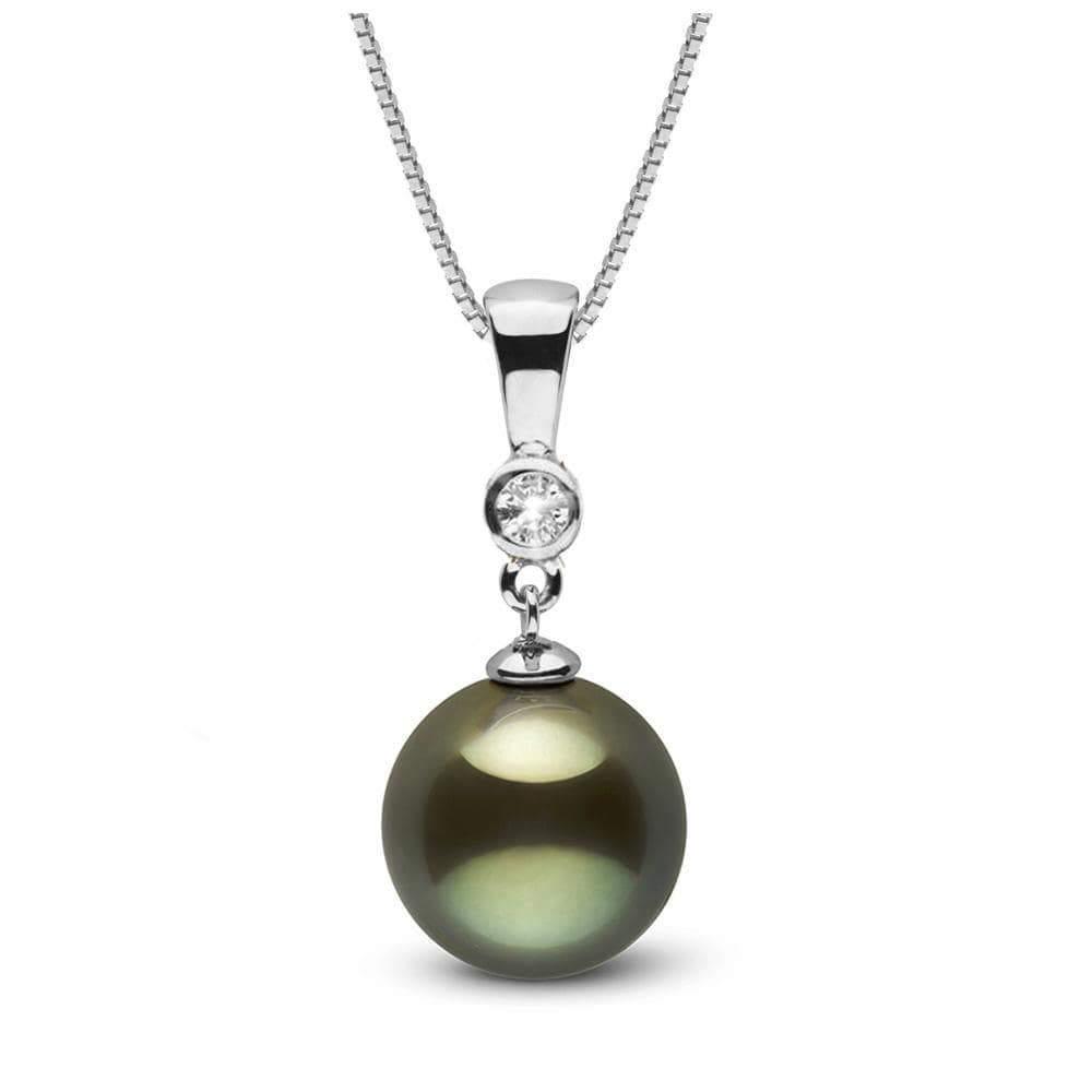 Black Tahitian Pearl and Diamond Bezel Pendant: Black Tahitian Pearl and Diamond Bezel Pendant Chain NOT included 18K Yellow Gold / 12.0-13.0mm / 16-Inches