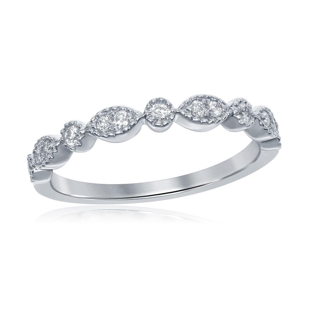 14kt White Gold Womens Round Diamond Milgrain Stackable: 14kt White Gold Womens Round Diamond Milgrain Stackable Band Ring 1/6 Cttw Manufacturer's Ref. No.: 117542 Manufacturer's Suggested Retail Price: $ 940.00