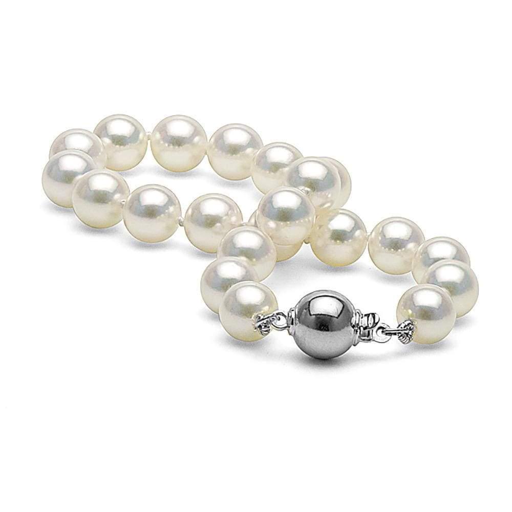 White Akoya Pearl Bracelet, 7.0-7.5mm: White Akoya Pearl Bracelet, 7.0-7.5mm AAA / 14K White Gold Ball Clasp
