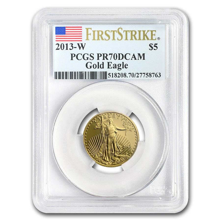 2013-W 1/10 oz Proof Gold American Eagle PR-70 PCGS: 2013-W 1/10 oz Proof Gold American Eagle PR-70 PCGS (FS) Your winning item will match the quality of the product shown. Dates will be according to listing, may or may not vary.