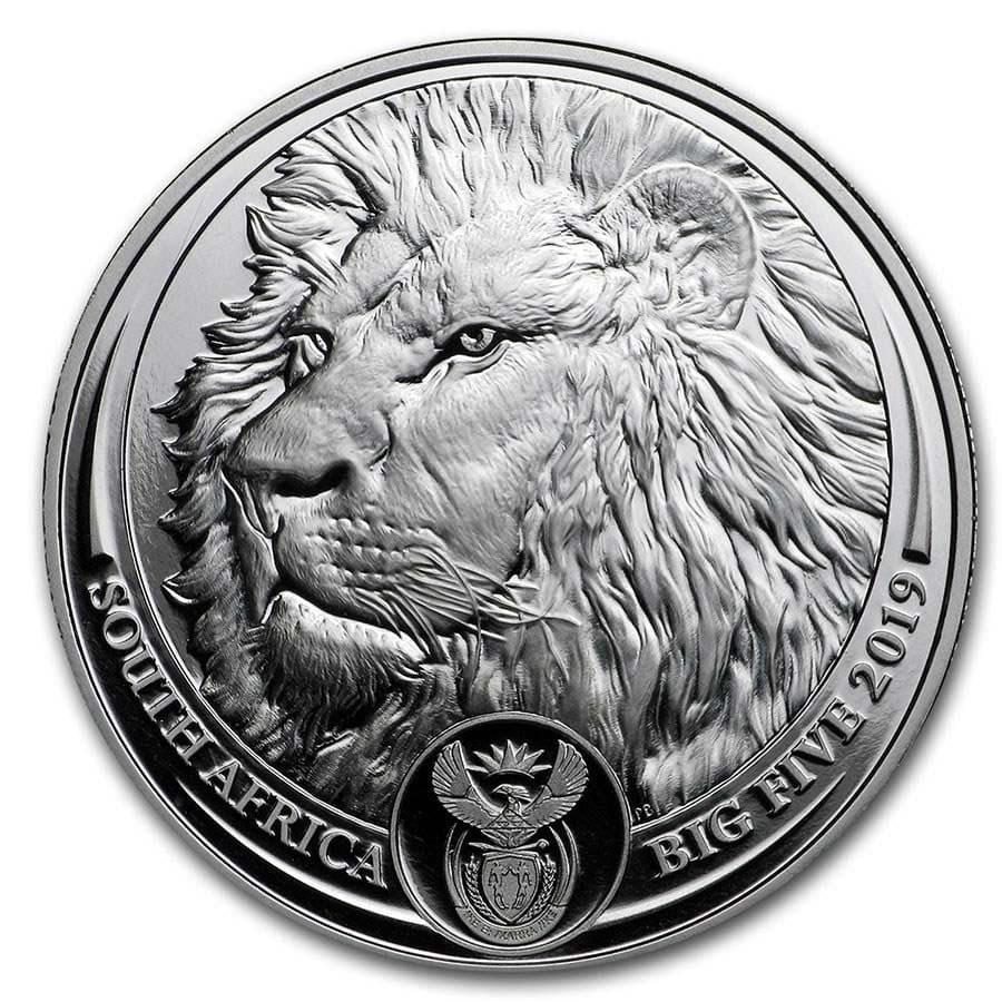 2019 South Africa 1 oz Platinum Big Five Lion Proof: 2019 South Africa 1 oz Platinum Big Five Lion Proof Your winning item will match the quality of the product shown. Dates will be according to listing, may or may not vary.