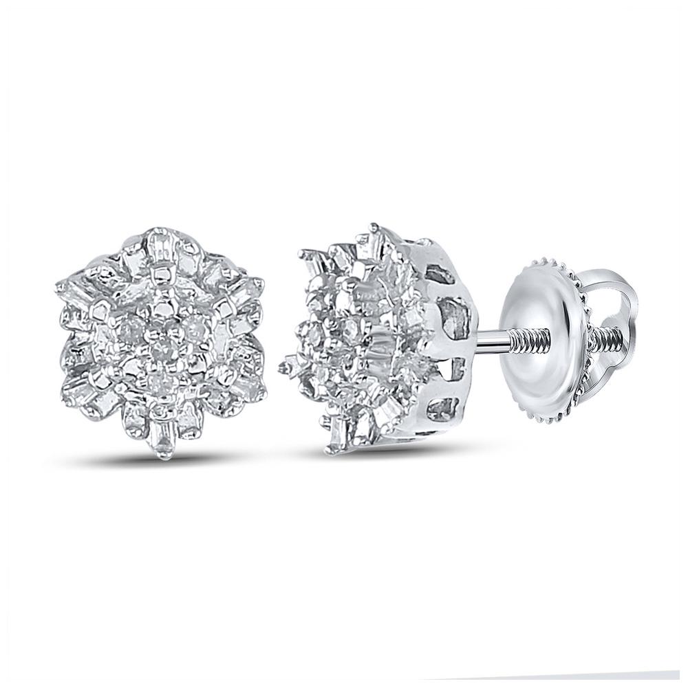 Sterling Silver Womens Round Diamond Cluster Earrings: Sterling Silver Womens Round Diamond Cluster Earrings 1/10 Cttw Manufacturer's Ref. No.: 48257 Manufacturer's Suggested Retail Price: $ 240.00
