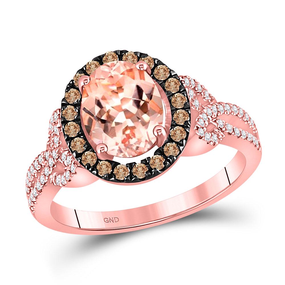 10kt Rose Gold Womens Oval Morganite Brown Diamond: 10kt Rose Gold Womens Oval Morganite Brown Diamond Solitaire Ring 2-1/3 Cttw Manufacturer's Ref. No.: 128310 Manufacturer's Suggested Retail Price: $ 3120.00
