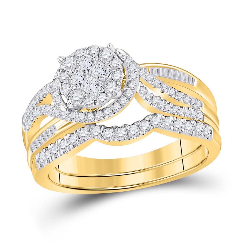 14kt Yellow Gold Princess Diamond Bridal Wedding Ring: 14kt Yellow Gold Princess Diamond Bridal Wedding Ring Band Set 3/4 Cttw Manufacturer's Ref. No.: 83076 Manufacturer's Suggested Retail Price: $ 4590.00