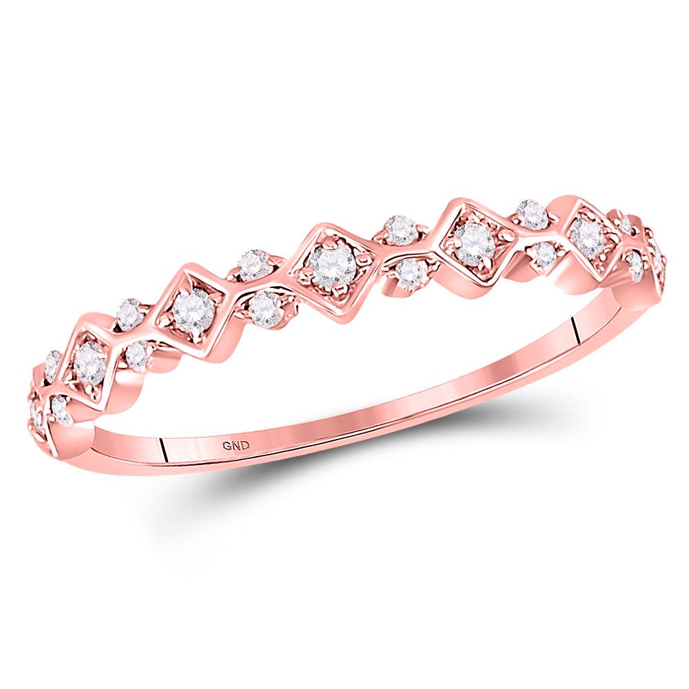 10kt Rose Gold Womens Round Diamond Stackable Band Ring: 10kt Rose Gold Womens Round Diamond Stackable Band Ring 1/6 Cttw Manufacturer's Ref. No.: 128681 Manufacturer's Suggested Retail Price: $ 760.00