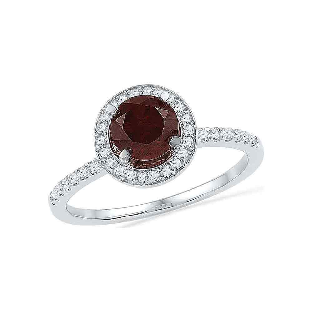 10kt White Gold Womens Round Garnet Diamond Solitaire: 10kt White Gold Womens Round Garnet Diamond Solitaire Ring 1/4 Cttw Manufacturer's Ref. No.: 100303 Manufacturer's Suggested Retail Price: $ 1060.00