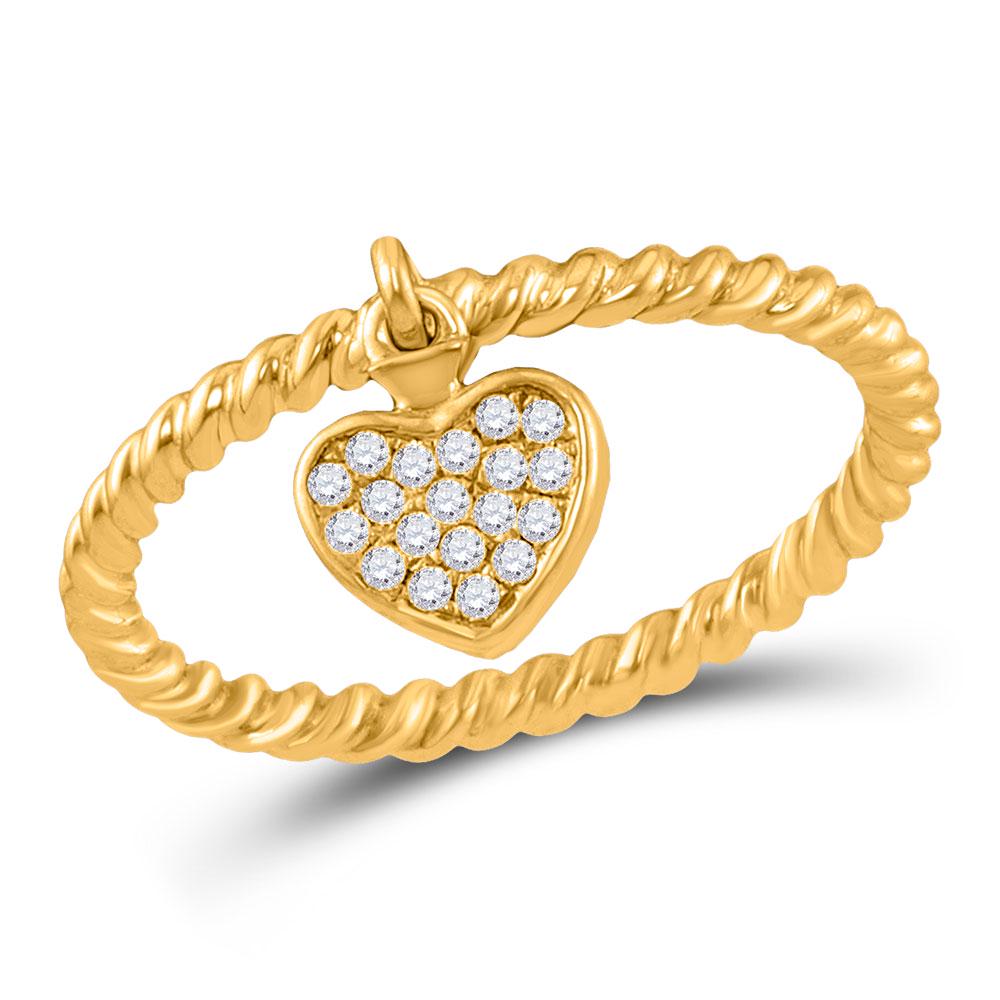 10kt Yellow Gold Womens Round Diamond Heart Dangle: 10kt Yellow Gold Womens Round Diamond Heart Dangle Stackable Band Ring 1/10 Cttw Manufacturer's Ref. No.: 117838 Manufacturer's Suggested Retail Price: $ 880.00