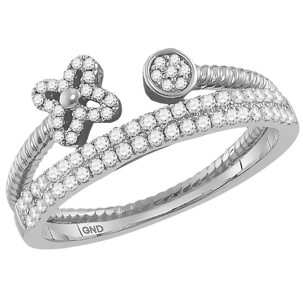 10kt White Gold Womens Round Diamond Flower Bisected: 10kt White Gold Womens Round Diamond Flower Bisected Stackable Band Ring 1/5 Cttw Manufacturer's Ref. No.: 118227 Manufacturer's Suggested Retail Price: $ 1330.00