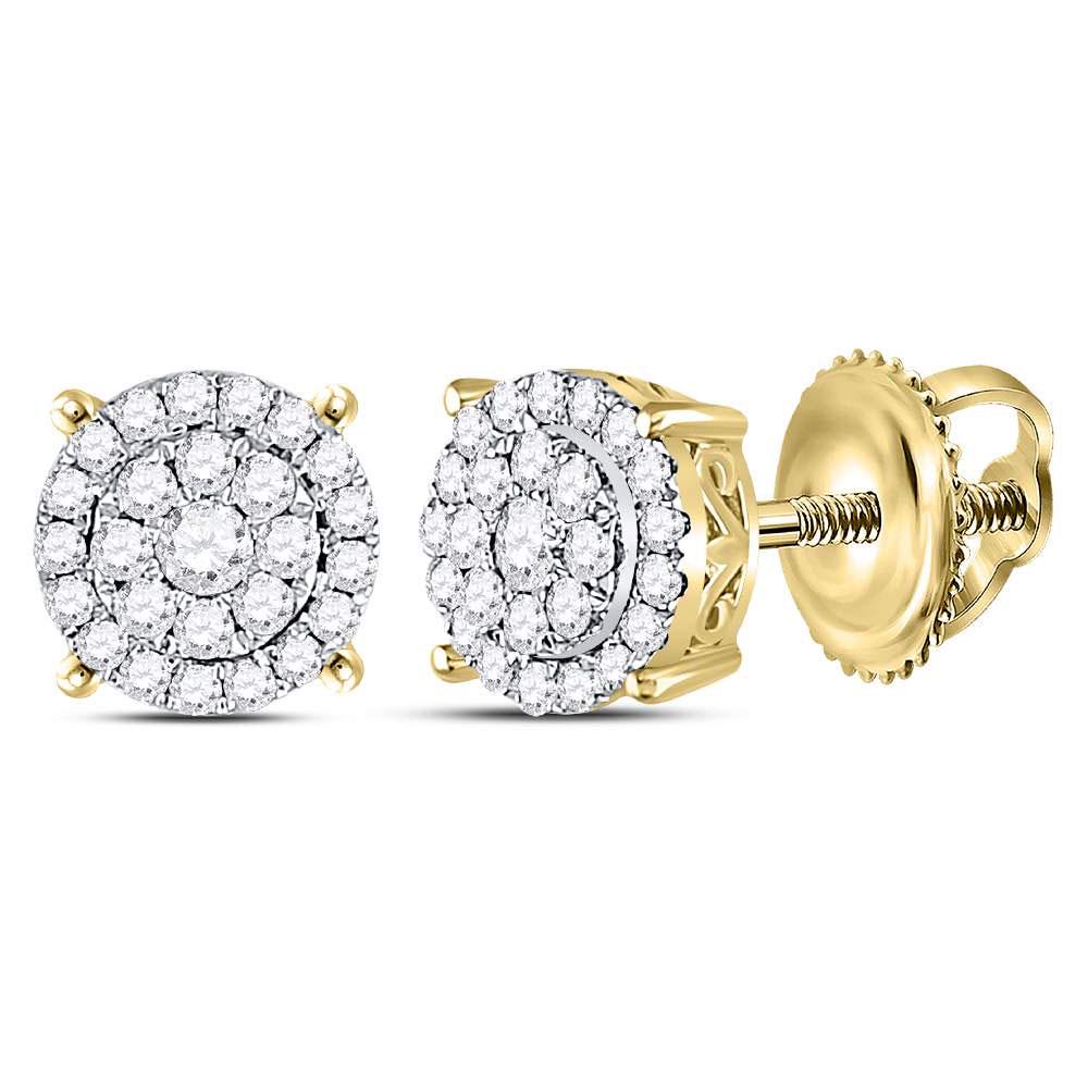 14kt Yellow Gold Womens Round Diamond Concentric Circle: 14kt Yellow Gold Womens Round Diamond Concentric Circle Cluster Earrings 1/3 Cttw Manufacturer's Ref. No.: 120538 Manufacturer's Suggested Retail Price: $ 1470.00