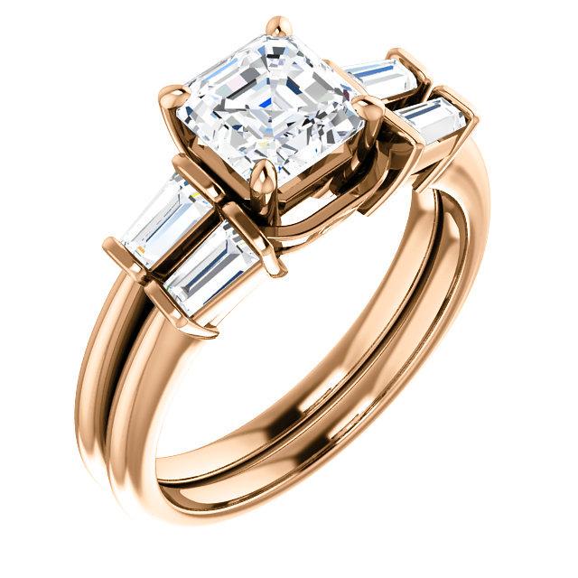 Natural 1.42 CTW Asscher Cut & Baguette Diamond Bridal: Natural 1.42 CTW Asscher Cut & Baguette Diamond Bridal Set 14KT Rose Gold Manufacturer's Suggested Retail Price: $ 8600.00 Center Stone Type: Diamond Center Stone QTY: 1 Center Stone CTW: 0.92 Center