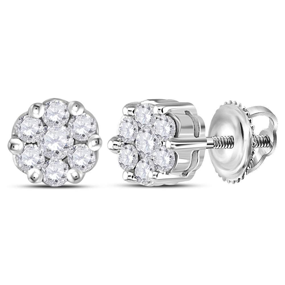 14kt White Gold Womens Round Diamond Flower Cluster: 14kt White Gold Womens Round Diamond Flower Cluster Earrings 1/4 Cttw Manufacturer's Ref. No.: 11391 Manufacturer's Suggested Retail Price: $ 1030.00