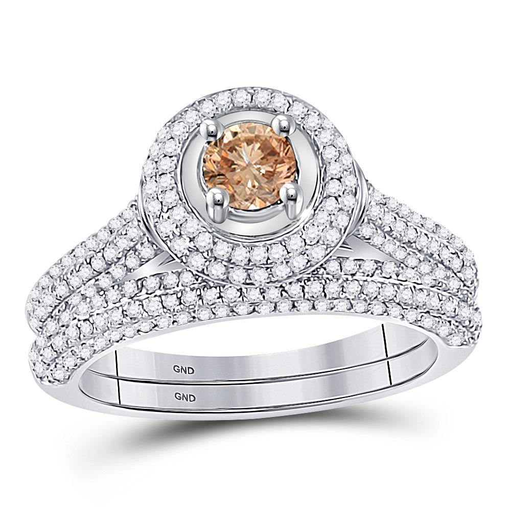 14kt White Gold Womens Round Brown Diamond Bridal: 14kt White Gold Womens Round Brown Diamond Bridal Wedding Ring Band Set 1-1/4 Cttw Manufacturer's Ref. No.: 66991 Manufacturer's Suggested Retail Price: $ 3230.00