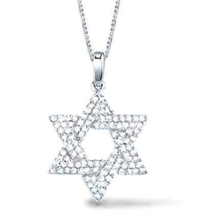 Natural 0.62 CTW White Gold Diamond Star of David: Natural 0.62 CTW White Gold Diamond Star of David Pendant With Chain 14KT White Gold Manufacturer's Suggested Retail Price: $ 2400.00 Center Stone Type: Diamond Center Stone QTY: 100 Center Stone CTW: